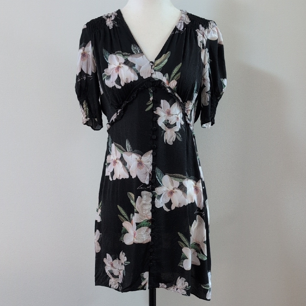 AllSaints Black Floral Demi Dress